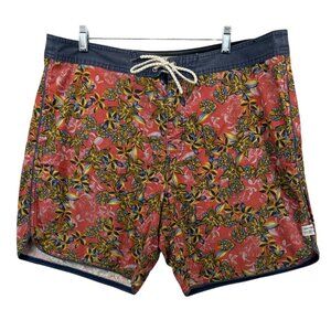 Jack O'Neill Mens Swim Trunks Sz 38 Board Shorts Coral Floral Modern Athleisure